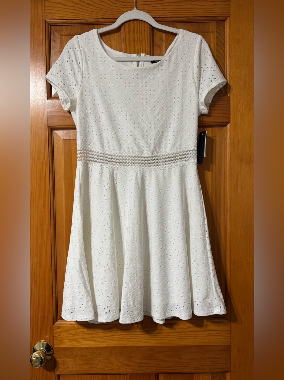City Studio White Eyelet Fit-and-Flare Juniors Dress